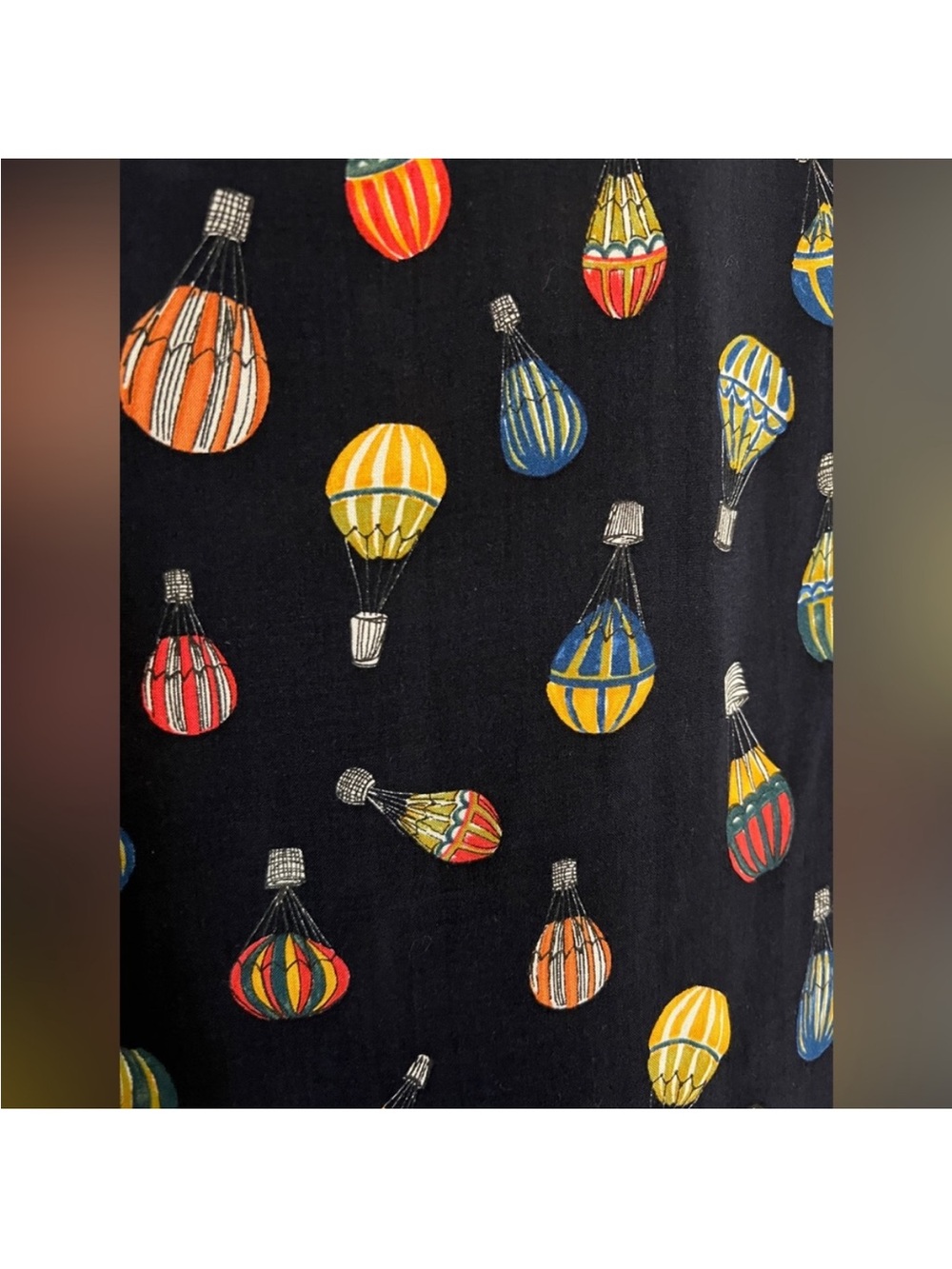 ❤️Zara Hot Air Balloon Watercolor Navy Shirt Emerald Green Trim S - Picture 3 of 6
